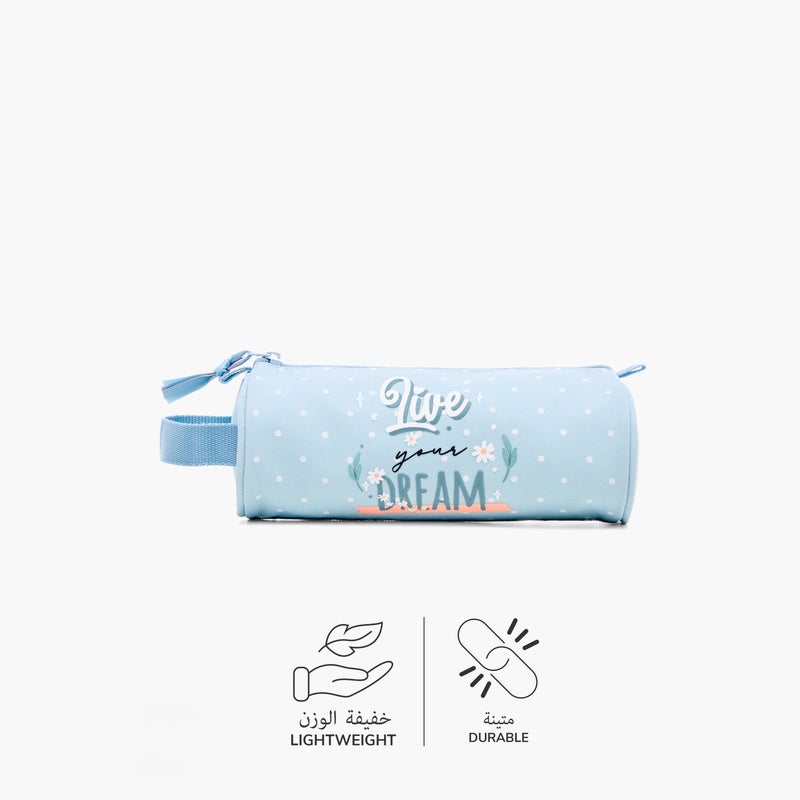 Roll road Pouch - Live your Dreams - 1 Cmprt -Printed (Polyester) Blue \ 23X9X9Cm - Image 4